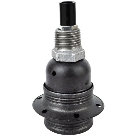 Kit portalámparas E27 de metal mate gris sobre racor 1/2'' (15x21mm) macho de hierro fundido galvanizado