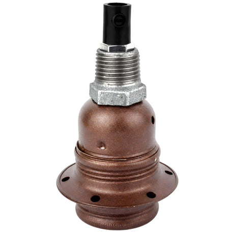 Kit portalámparas E27 de metal mate óxido sobre racor 1/2'' (15x21mm) macho de hierro fundido galvanizado