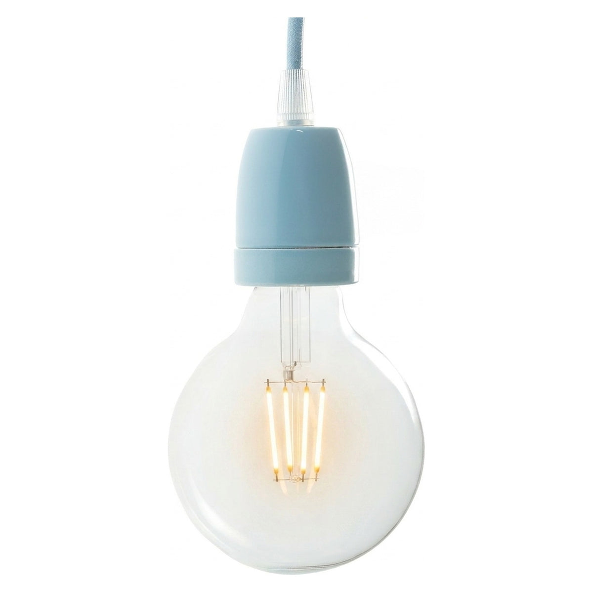 Portalámparas E27 de porcelana — Azul celeste