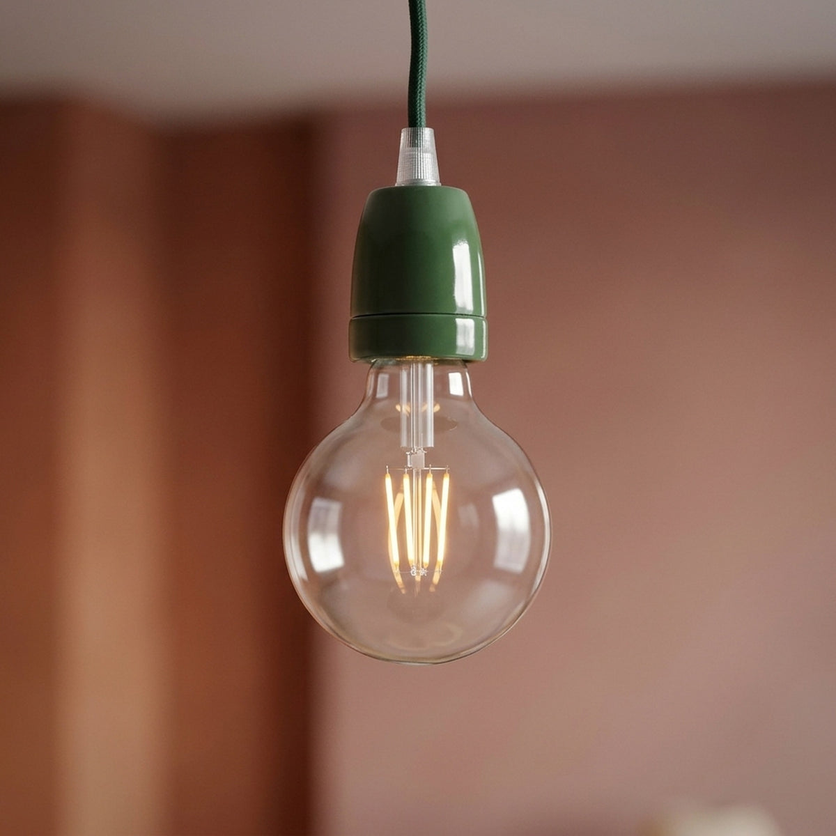 Portalámparas E27 de porcelana — Verde