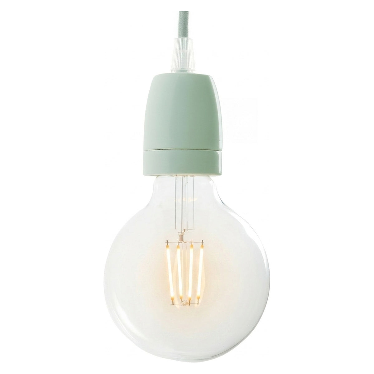 Portalámparas E27 de porcelana — Verde salvia