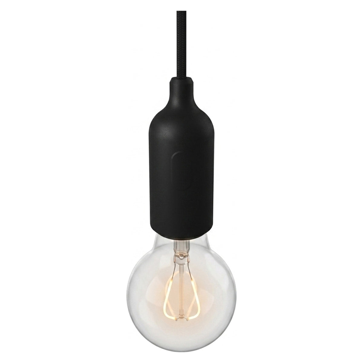 Portalámparas E27 de silicona con interruptor — Negro