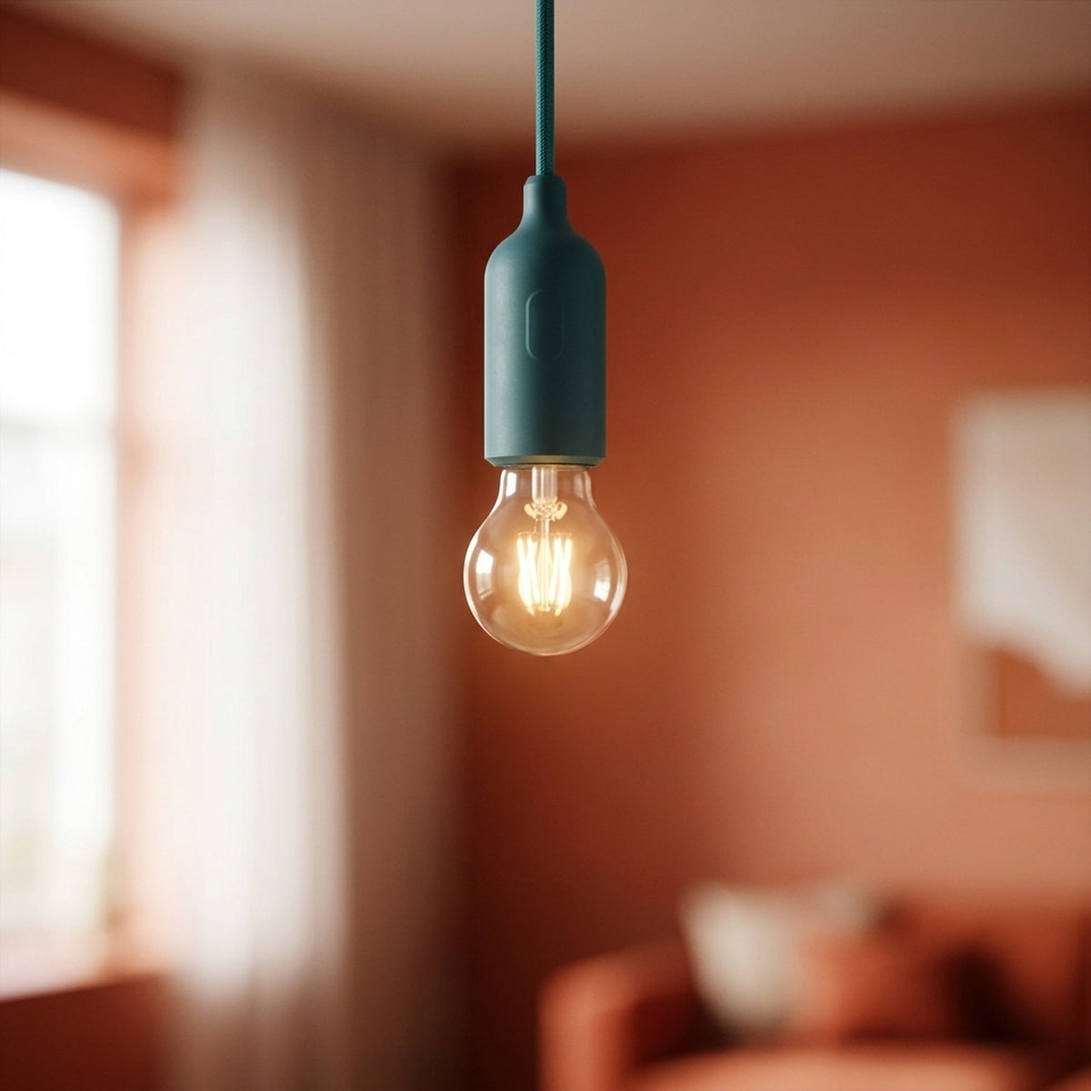 Portalámparas E27 de silicona con interruptor — Azul petróleo