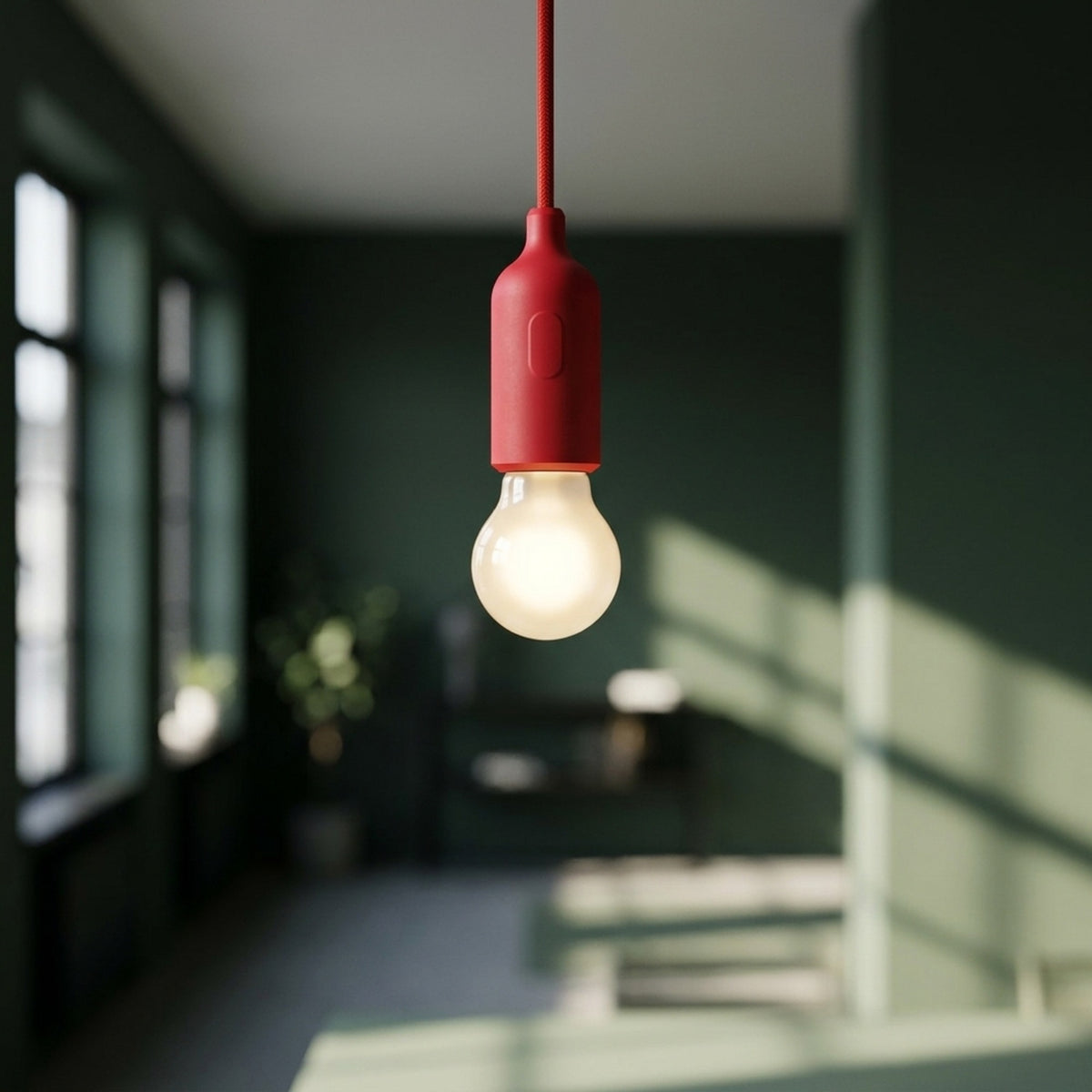 Portalámparas E27 de silicona con interruptor — Rojo