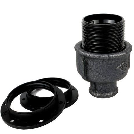 Kit portalámparas E27 de baquelita sobre racor 1/2'' (15x21mm) hembra de hierro fundido negro económico