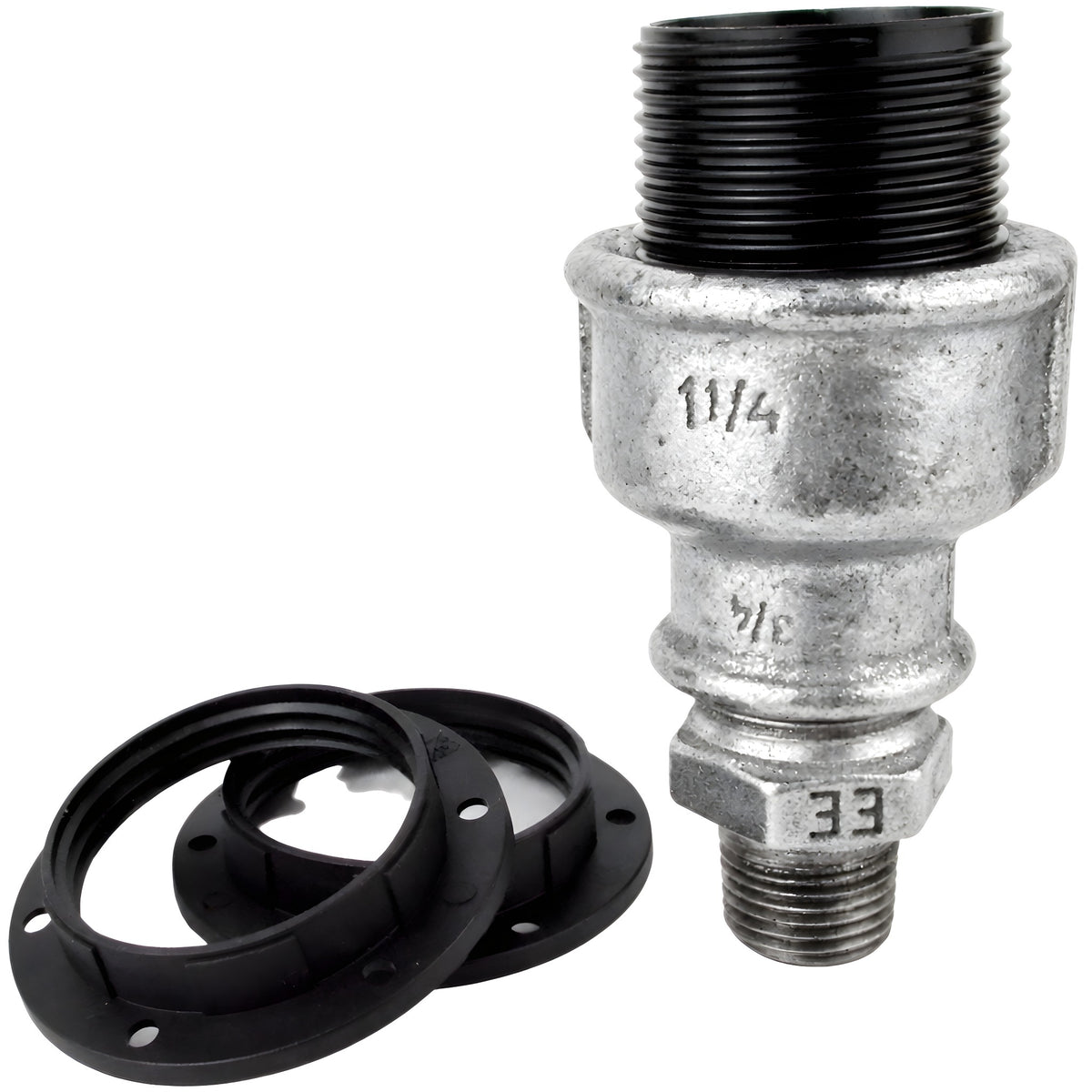 Kit portalámparas E27 de baquelita sobre racor 1/2'' (15x21mm) macho de hierro fundido galvanizado