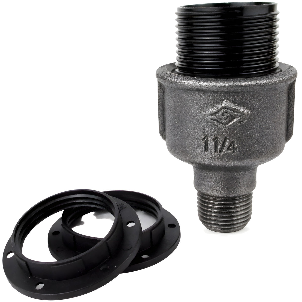 Kit portalámparas E27 de baquelita sobre racor 1/2'' (15x21mm) macho de hierro fundido negro económico