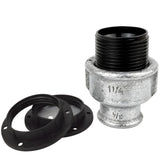 Kit portalámparas E27 de baquelita sobre racor hembra de hierro fundido galvanizado