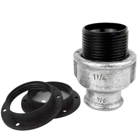 Kit portalámparas E27 de baquelita sobre racor hembra de hierro fundido galvanizado