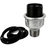 Kit portalámparas E27 de baquelita sobre racor macho de hierro fundido galvanizado
