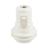 Portalámparas E27 termoplástico doble anillo e interruptor — Blanco