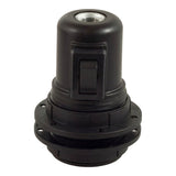 Portalámparas E27 termoplástico doble anillo e interruptor — Negro