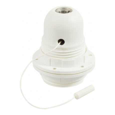 Portalámparas E27 termoplástico doble anillo y tirador — Blanco