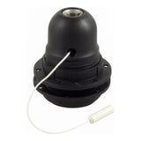 Portalámparas E27 termoplástico doble anillo y tirador — Negro