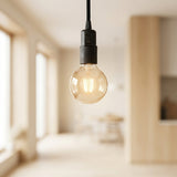 Portalámparas E27 de termoplástico con interruptor — Negro