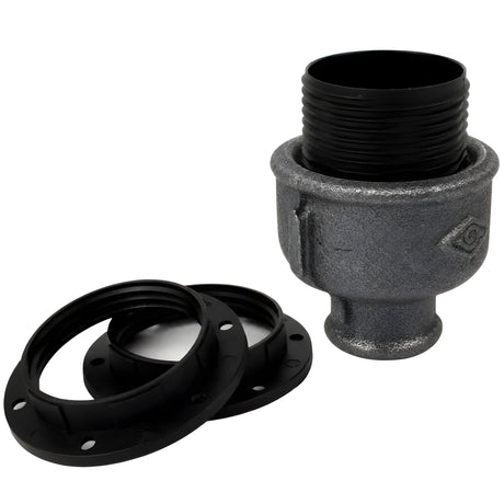 Kit portalámparas E27 de termoplástico sobre racor 1/2'' (15x21mm) hembra de hierro fundido negro económico