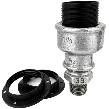 Kit portalámparas E27 de termoplástico sobre racor 1/2'' (15x21mm) macho de hierro fundido galvanizado