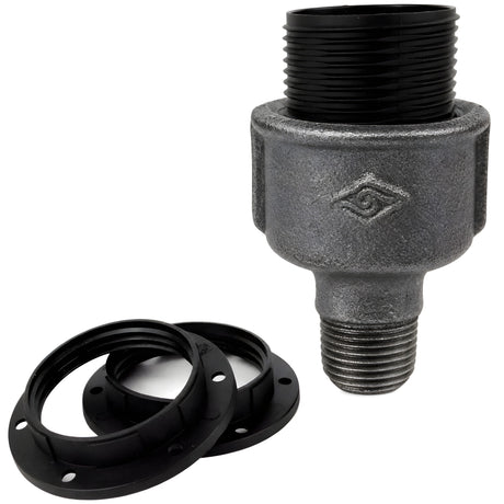 Kit portalámparas E27 de termoplástico sobre racor 1/2'' (15x21mm) macho de hierro fundido negro económico