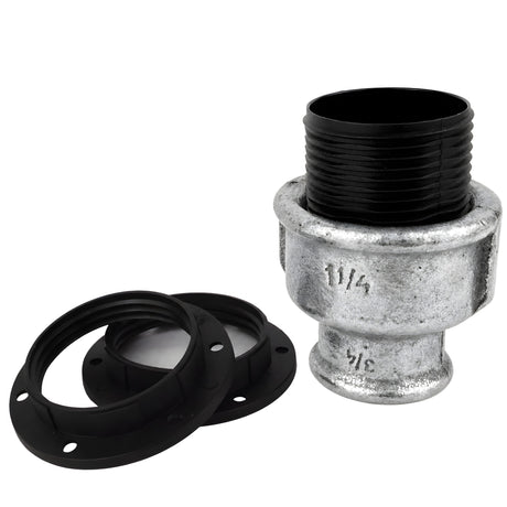 Kit portalámparas E27 de termoplástico sobre racor hembra de hierro fundido galvanizado