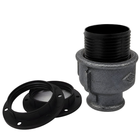 Kit portalámparas E27 de termoplástico sobre racor hembra de hierro fundido negro económico