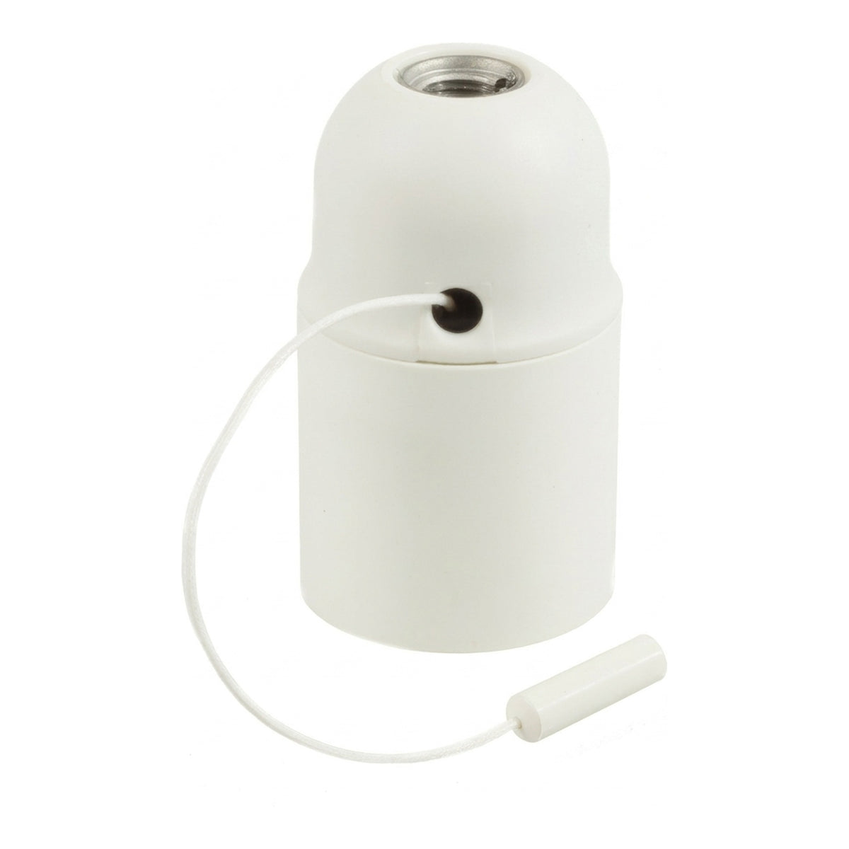 Portalámparas E27 termoplástico con interruptor de tirador — Blanco