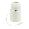 Portalámparas E27 termoplástico con interruptor de tirador — Blanco