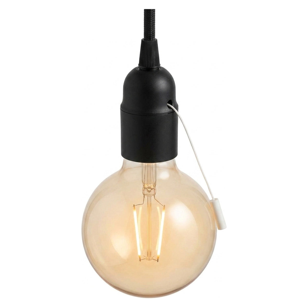 Portalámparas E27 termoplástico con interruptor de tirador — Negro
