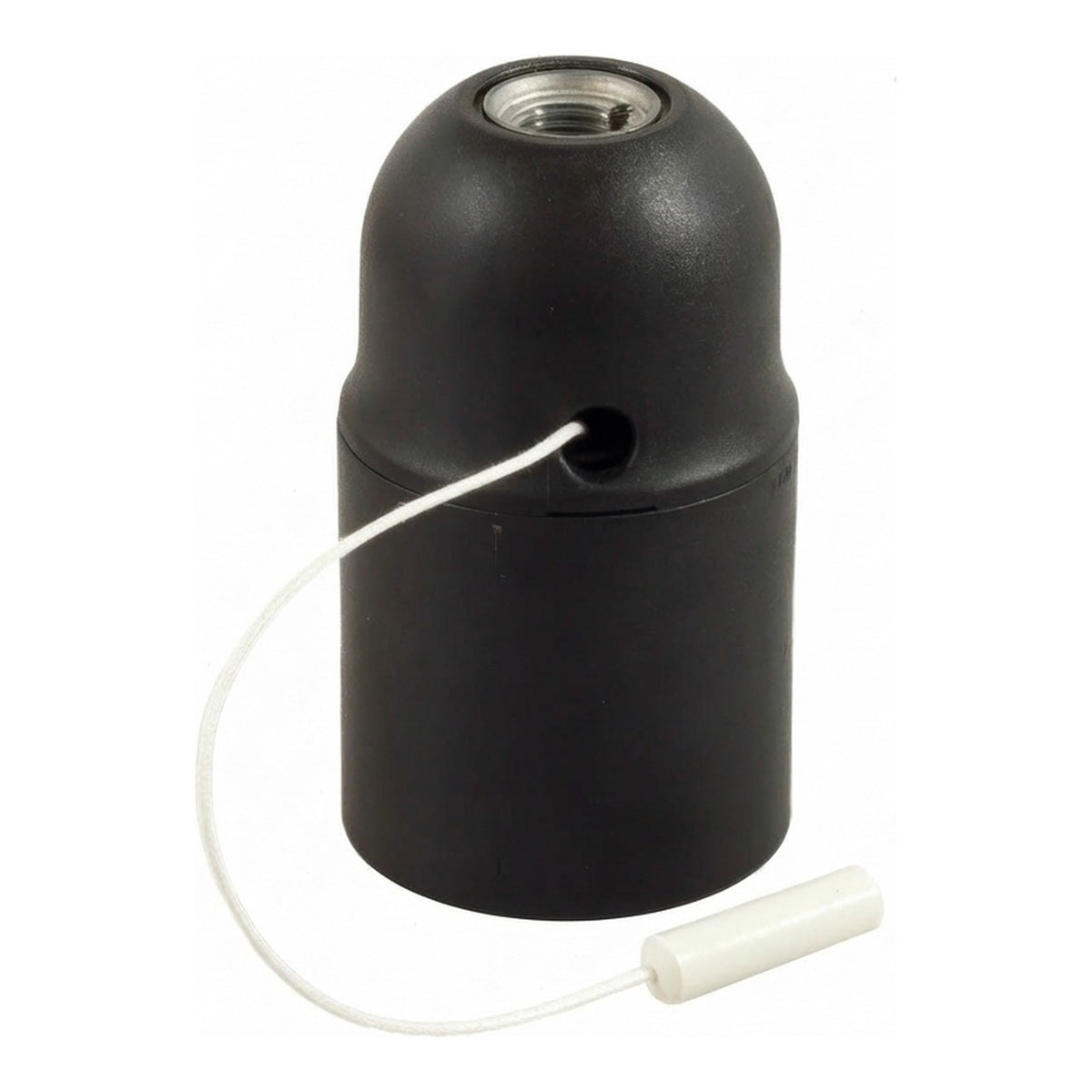 Portalámparas E27 termoplástico con interruptor de tirador — Negro