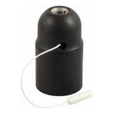 Portalámparas E27 termoplástico con interruptor de tirador — Negro