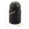 Portalámparas E27 termoplástico con interruptor de tirador — Negro