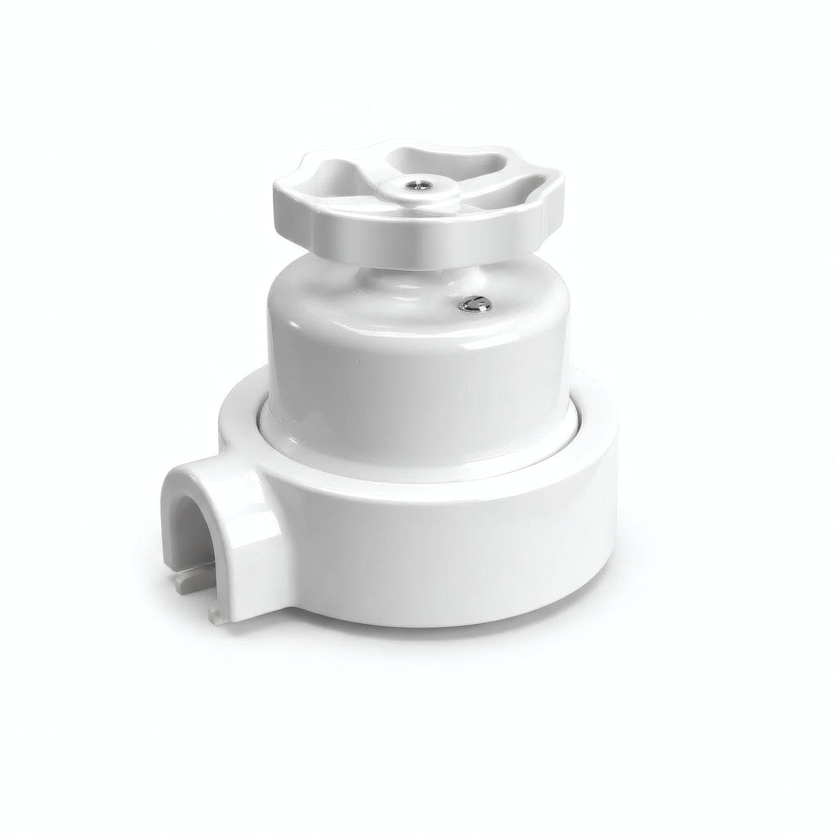 Kit conmutador de porcelana con botón y base — Blanco / Blanco / 1 salida