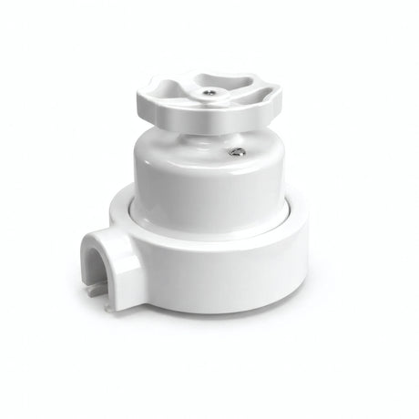 Kit conmutador de porcelana con botón y base — Blanco / Blanco / 1 salida