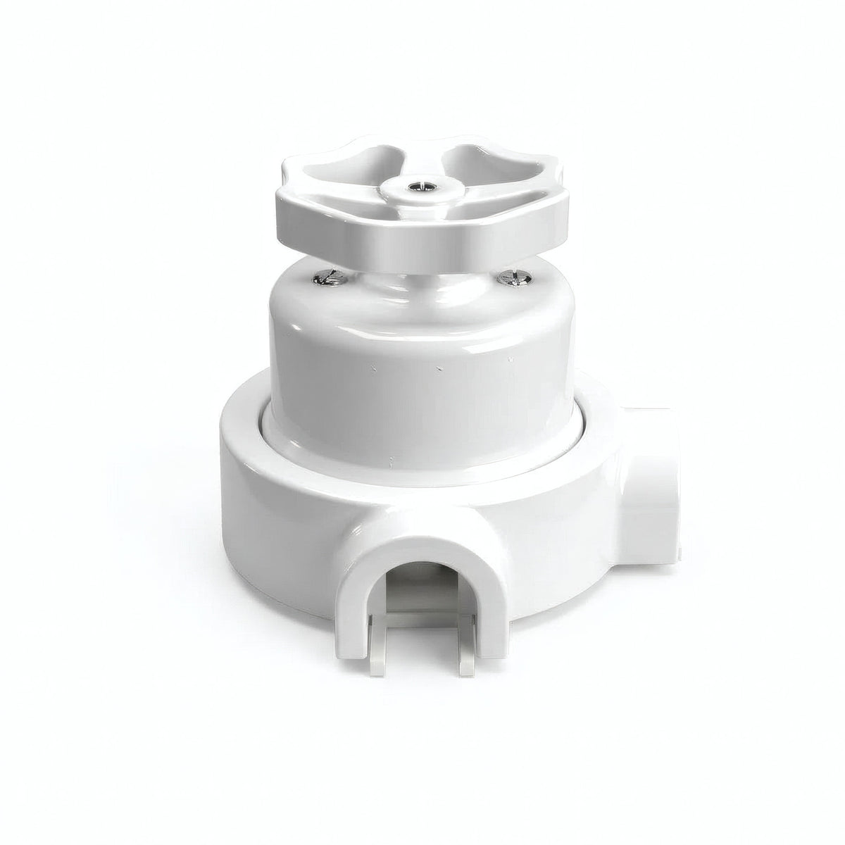 Kit conmutador de porcelana con botón y base — Blanco / Blanco / 2 salidas