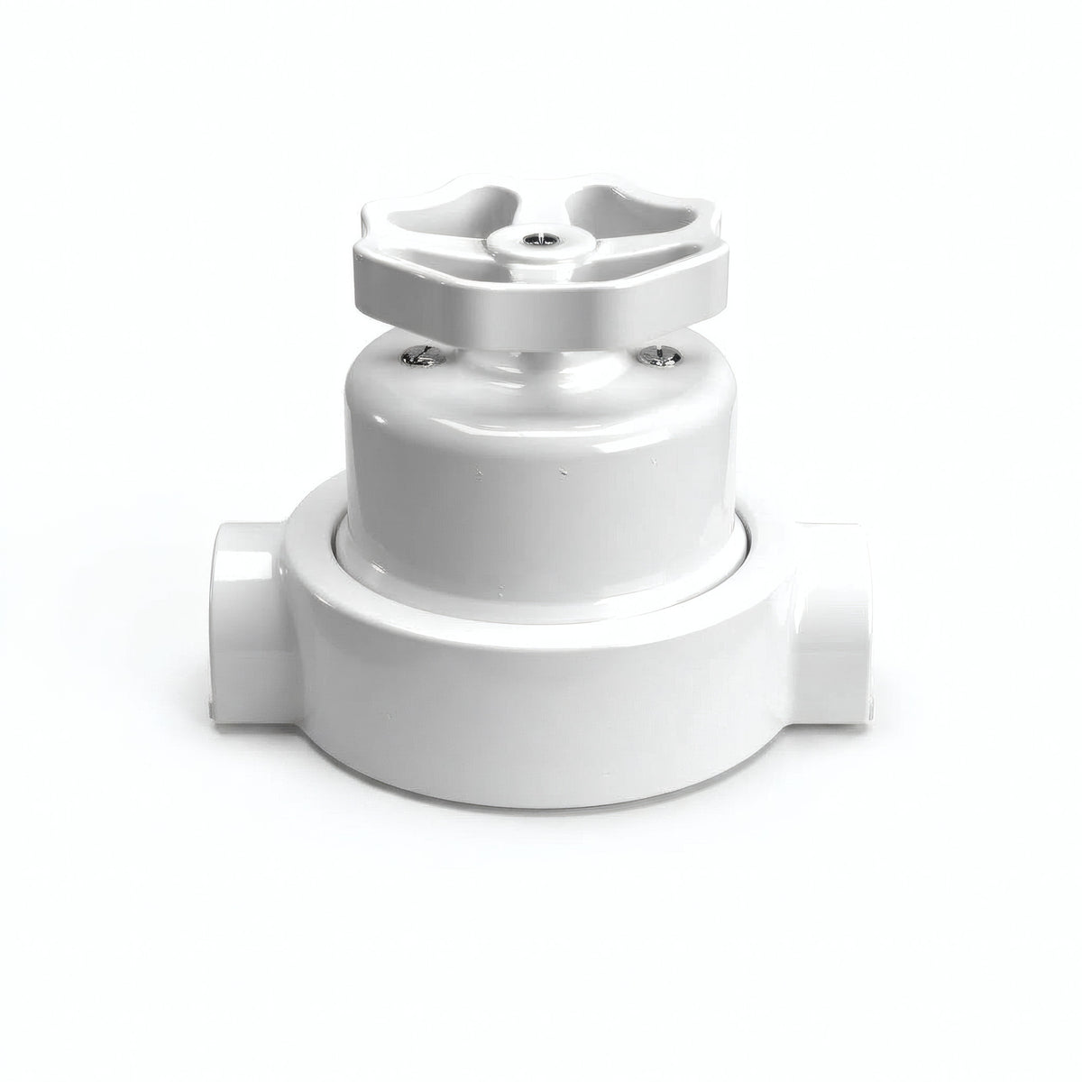 Kit conmutador de porcelana con botón y base — Blanco / Blanco / 2 salidas en línea