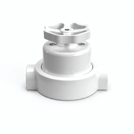 Kit conmutador de porcelana con botón y base — Blanco / Blanco / 2 salidas en línea