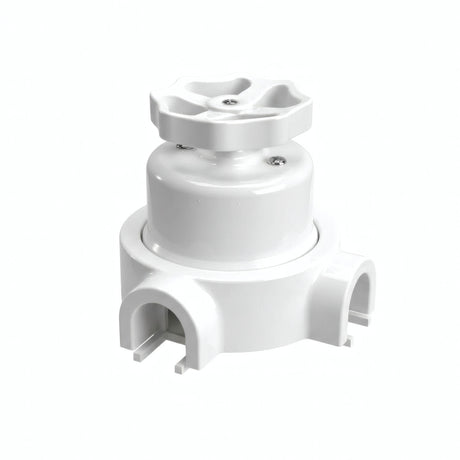Kit conmutador de porcelana con botón y base — Blanco / Blanco / 2 salidas