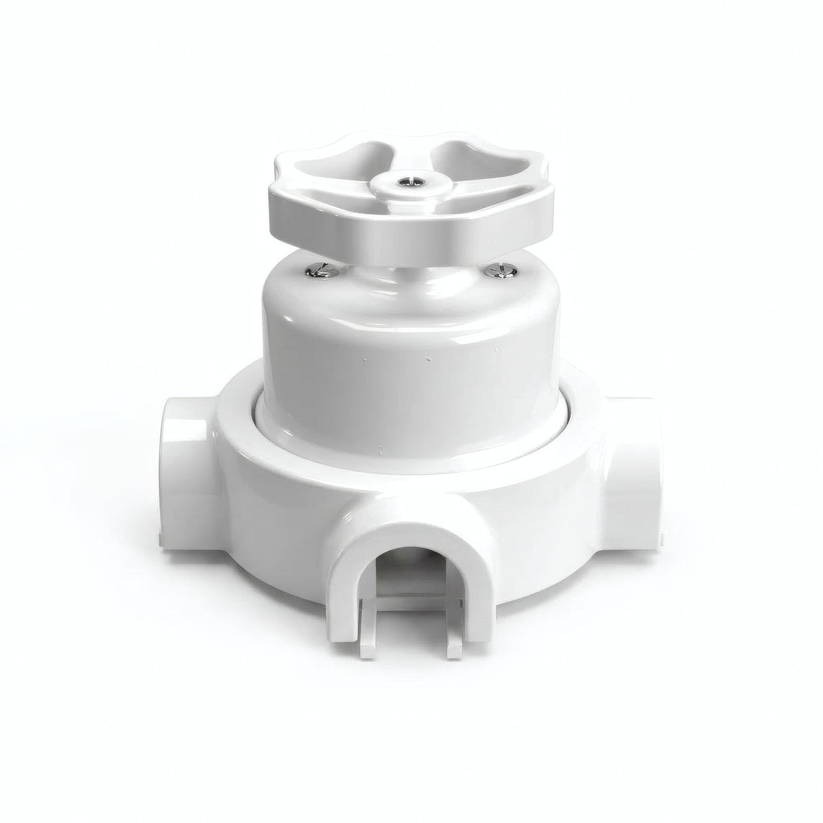 Kit conmutador de porcelana con botón y base — Blanco / Blanco / 3 salidas