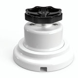 Kit conmutador de porcelana con botón y base — Blanco / Negro / Plana Ø 100 mm