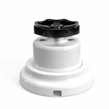 Kit conmutador de porcelana con botón y base — Blanco / Negro / Plana Ø 100 mm