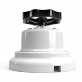Kit conmutador de porcelana con botón y base — Blanco / Negro / Plana Ø 100 mm
