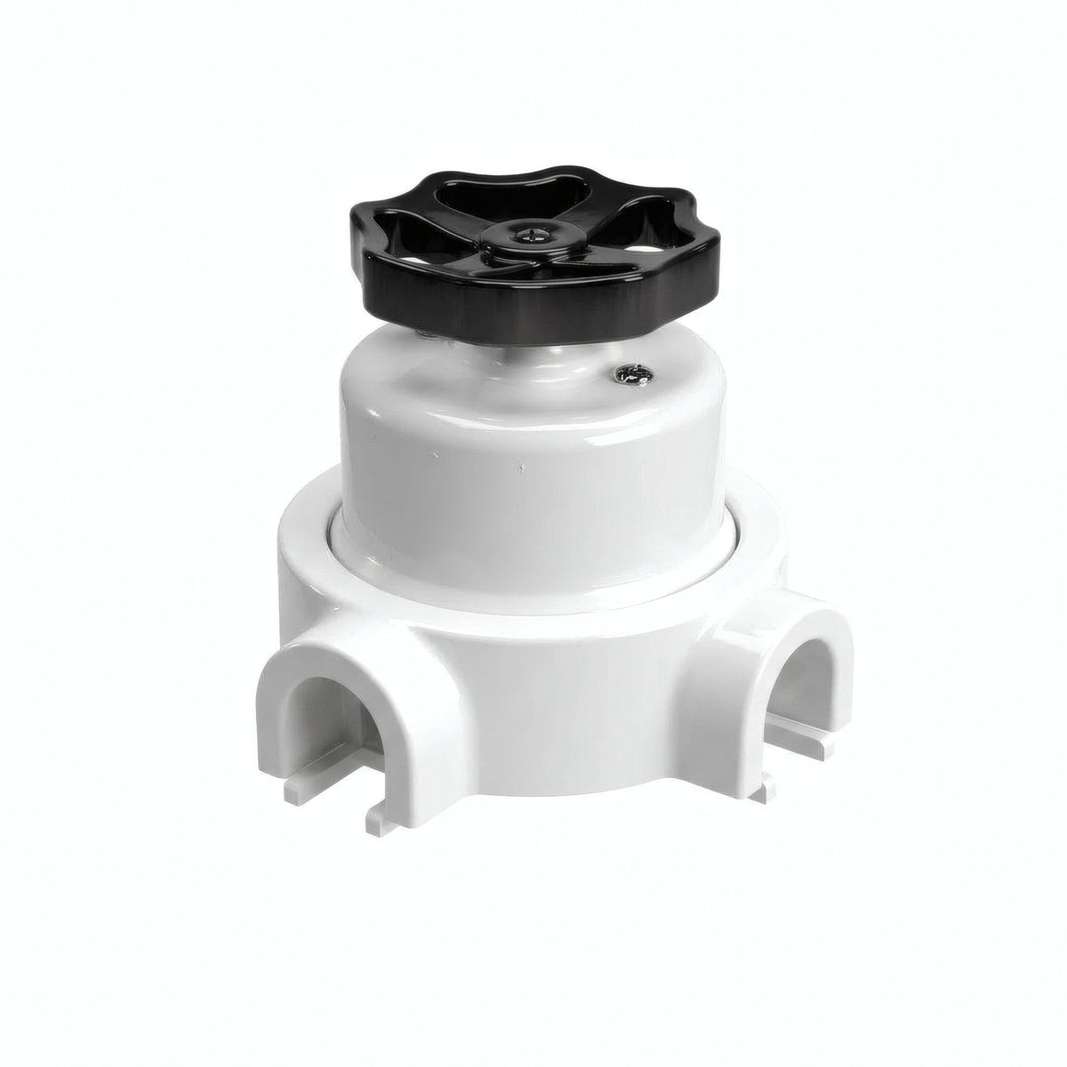 Kit conmutador de porcelana con botón y base — Blanco / Negro / 2 salidas