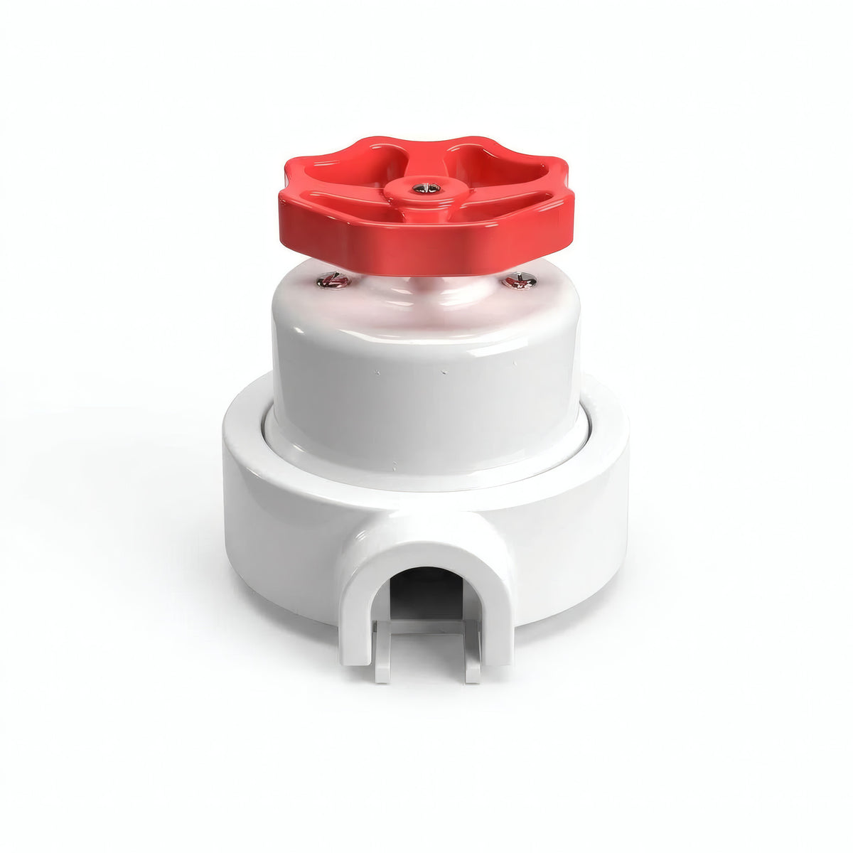 Kit conmutador de porcelana con botón y base — Blanco / Rojo / 1 salida