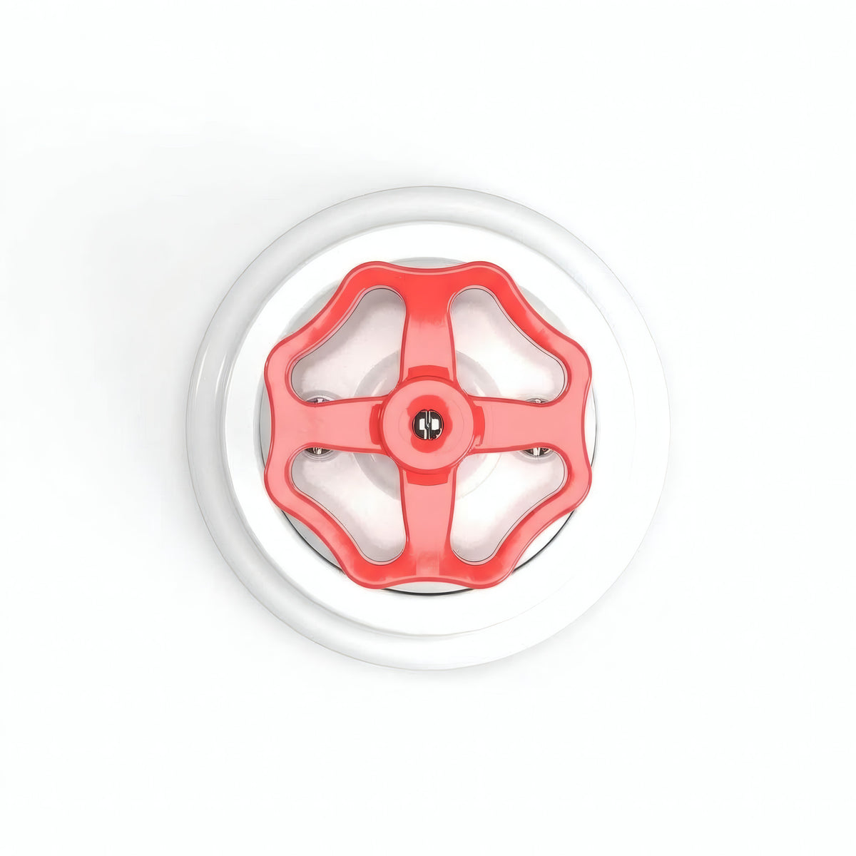 Kit conmutador de porcelana con botón y base — Blanco / Rojo / Plana Ø 100 mm