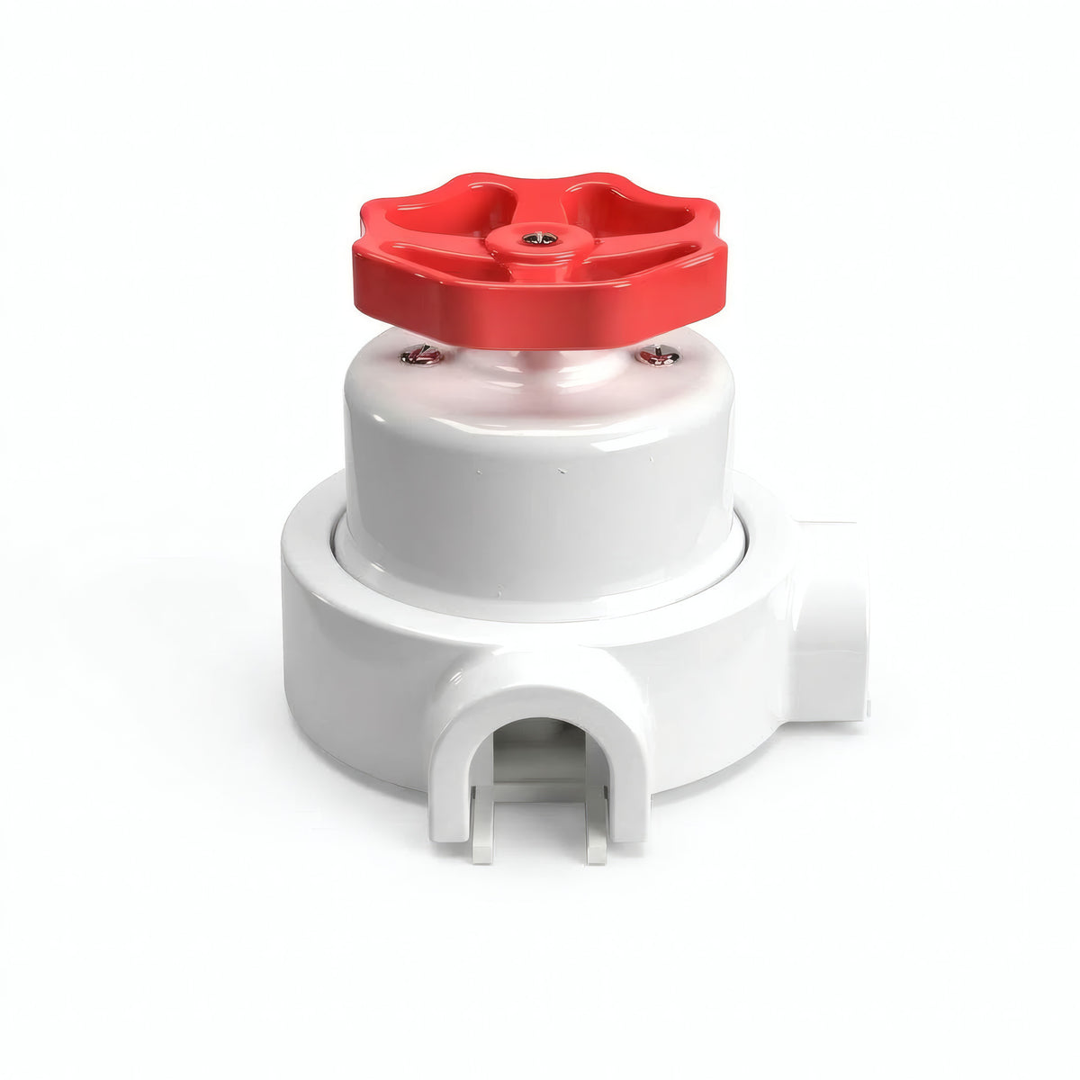 Kit conmutador de porcelana con botón y base — Blanco / Rojo / 2 salidas