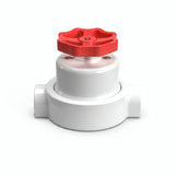 Kit conmutador de porcelana con botón y base — Blanco / Rojo / 2 salidas en línea