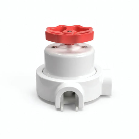 Kit conmutador de porcelana con botón y base — Blanco / Rojo / 2 salidas