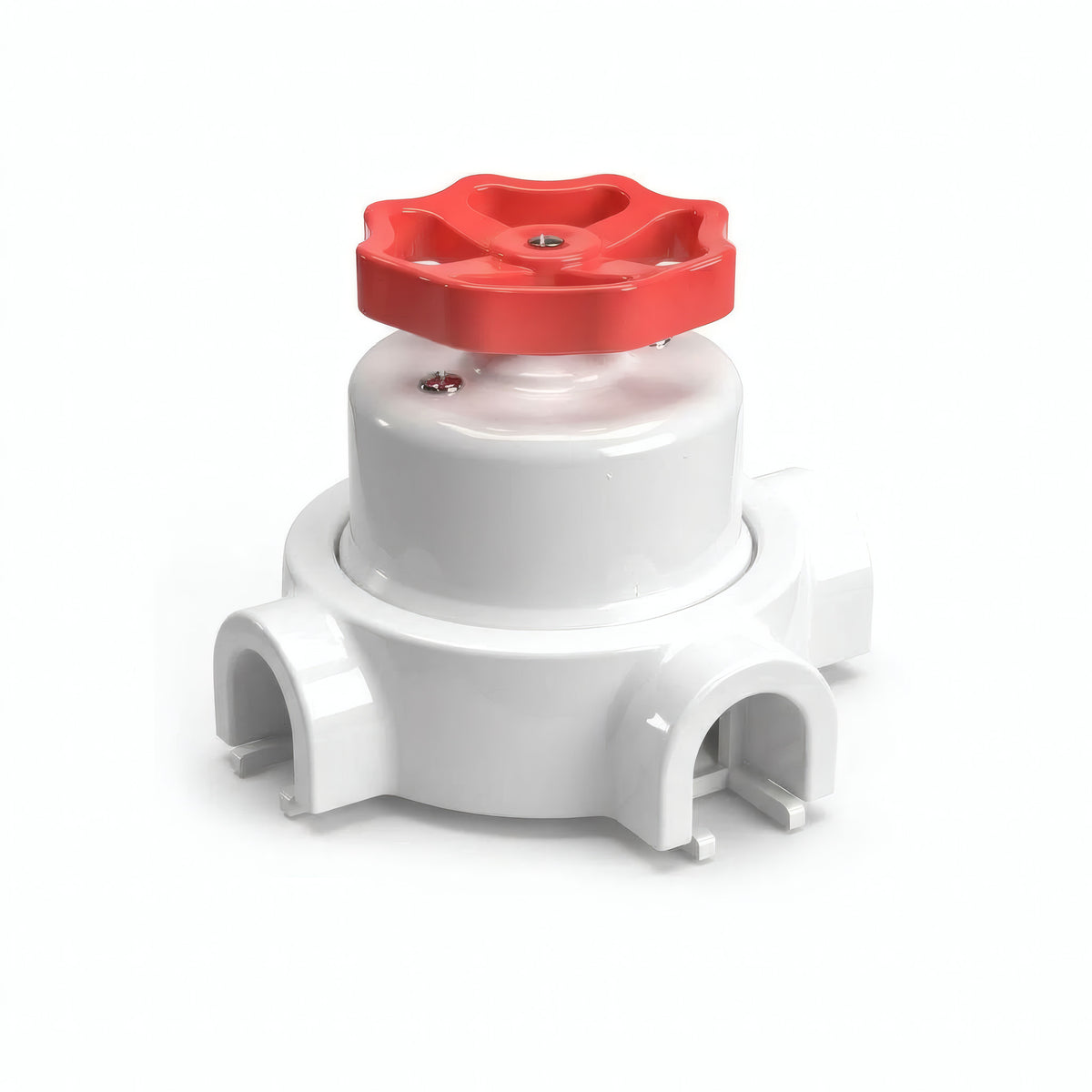 Kit conmutador de porcelana con botón y base — Blanco / Rojo / 3 salidas