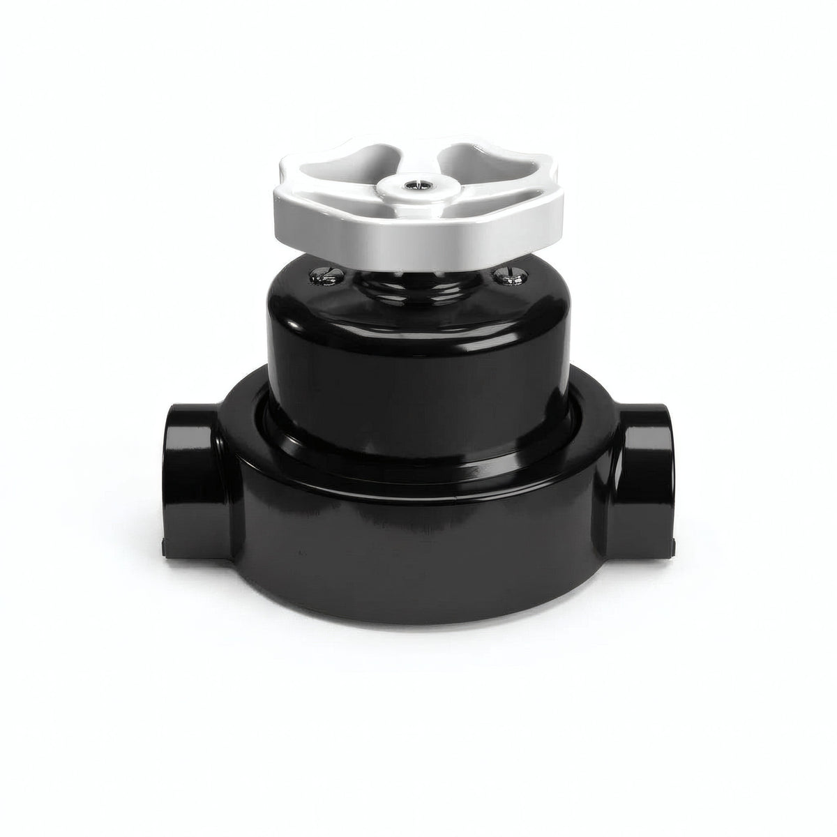 Kit conmutador de porcelana con botón y base — Negro / Blanco / 2 salidas en línea