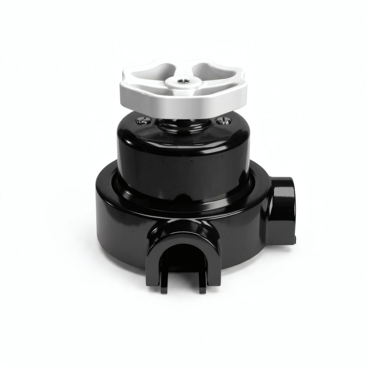 Kit conmutador de porcelana con botón y base — Negro / Blanco / 2 salidas