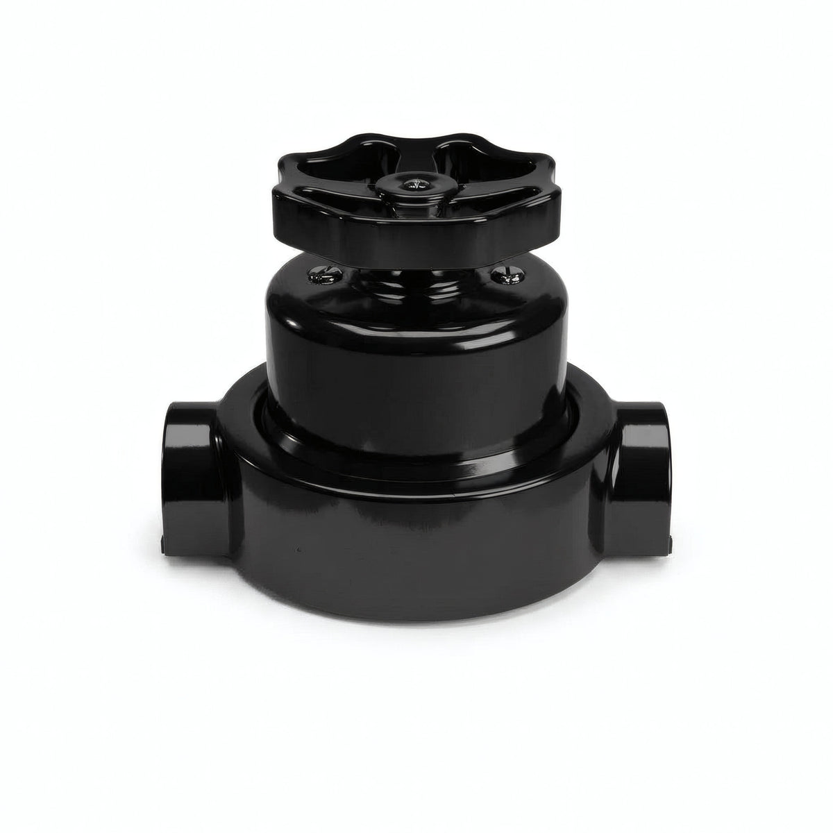 Kit conmutador de porcelana con botón y base — Negro / Negro / 2 salidas en línea